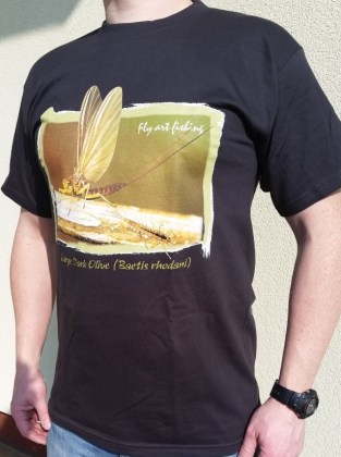 Koszulka wędkarska Jętka Majowa Flyartfishing used black t-shirt dla wędkarza na prezent